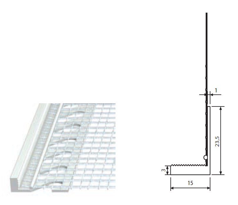 MAICO -  Profilo PROPOSA angolare per rete porta intonaco - spess. H=15 MM