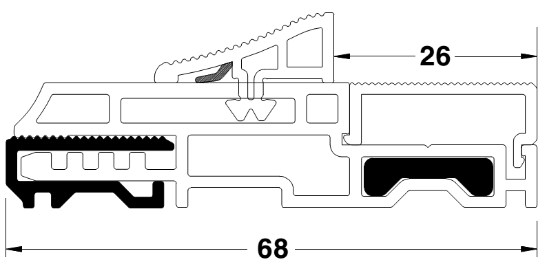 MAICO -  Soglia TRANSIT per porta d'ingresso in battuta - col. ARGENTO - l. 5000 - h. 25 - l. min 68