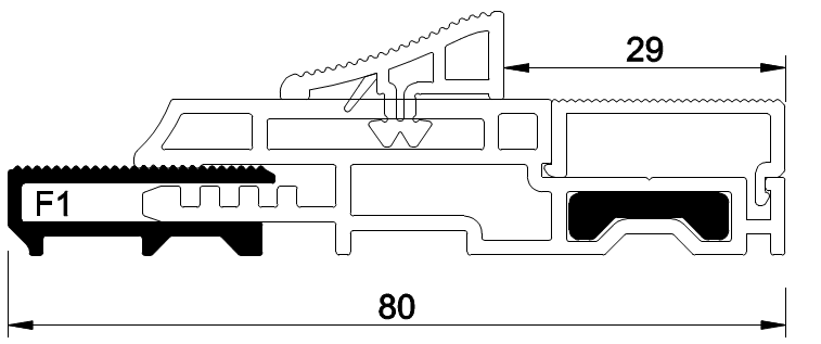 MAICO -  Soglia TRANSIT per porta d'ingresso in battuta - col. ARGENTO - l. 5000 - h. 25 - l. min 80