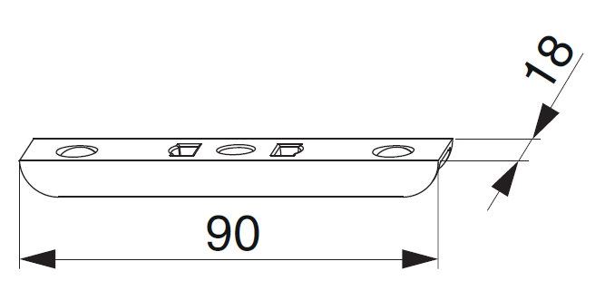 MAICO -  Incontro MULTI-MATIC fisso per limitatore di apertura - col. ARGENTO - aria 4 - interasse 9 - dim. 90X18