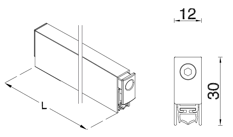 MAICO -  Parafreddo AUTOREGOLANTE per porte battenti da incasso - l. 12 - h. 30 - l. min 459 - l. max 459