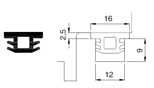 MAICO -  Guarnizione GUARNIZIONI per finestre coprifresata modelli speciali - mat. TPE - col. RUSTICAL - dimensioni S3117A - note 90° - info VENDITA AL METRO O CONFEZIONE 150MT