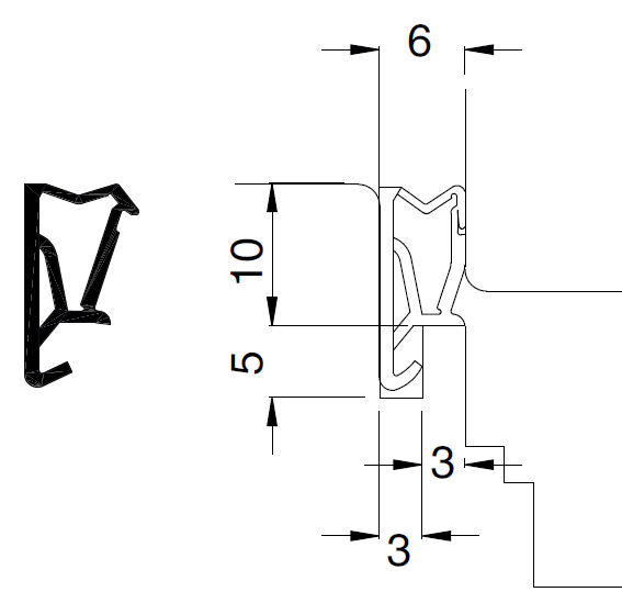 MAICO -  Guarnizione GUARNIZIONI per finestre in battuta modelli speciali - mat. TPE - col. MARRONE SEPPIA - dimensioni SV103C - note 45° - TSS - CONSIGLIATA PER CANALINO CON TOLLERANZE SOTTO I 3 MM - info VENDITA AL METRO O CONFEZIONE 200MT