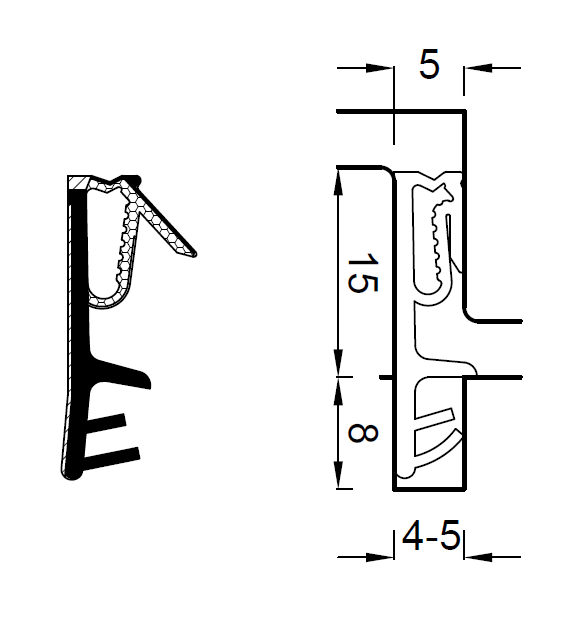 MAICO -  Guarnizione BILICO per serramenti a bilico coestrusa espansa all'acqua - col. RUSTICAL - note KIT - BILICO 175 KG BATTUTA 35 E TONDO - ART.SP7715 - lunghezza 12000