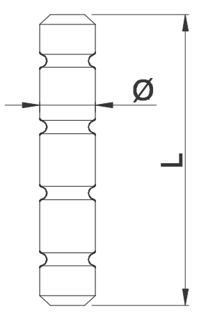 OMAD -  Spina ACCESSORI zigrinata per bandelle - mat. ACCIAIO - col. NERO VER. CAT. - note RIVETTO PER ASSEMBLAGGIO BANDELLE 4 SNODI - dimensioni Ø 8 X 44