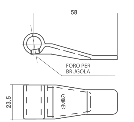 OMAD -  Pareggiatore SPAGNOLETTE piatto per spagnoletta - mat. ACCIAIO - col. NERO VER. CAT. - note CON FORO PER BRUGOLA