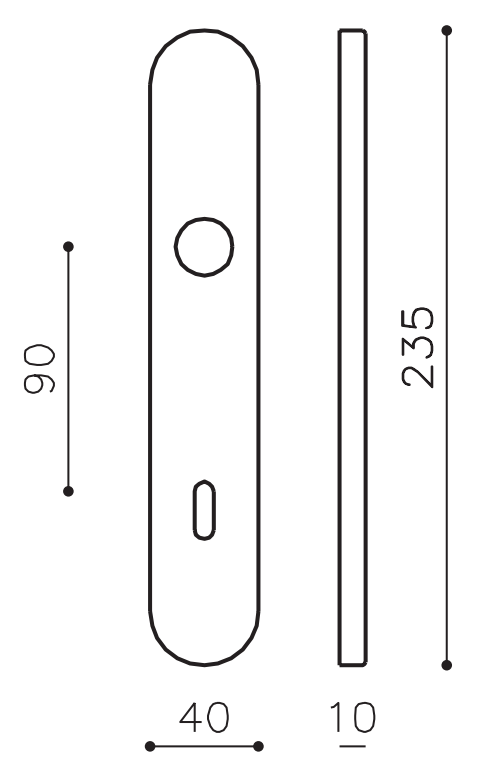 OLIVARI -  Placca ovale foro patent - mat. OTTONE - col. SUPERORO LUCIDO - dimensioni 235 X 40