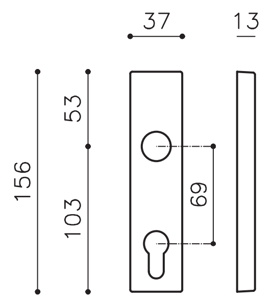 OLIVARI -  Placca rettangolare coprimovimento per alzante scorrevole foro yale - mat. OTTONE - col. CROMO SATINATO